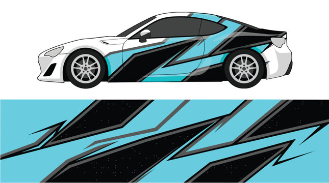 Modern Sport Car Racing Vector Illustration Blue Black White