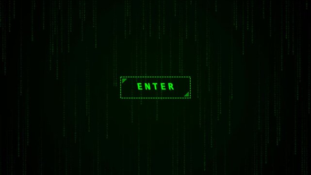 Green digital enter buttons glowing on a dark grid interface