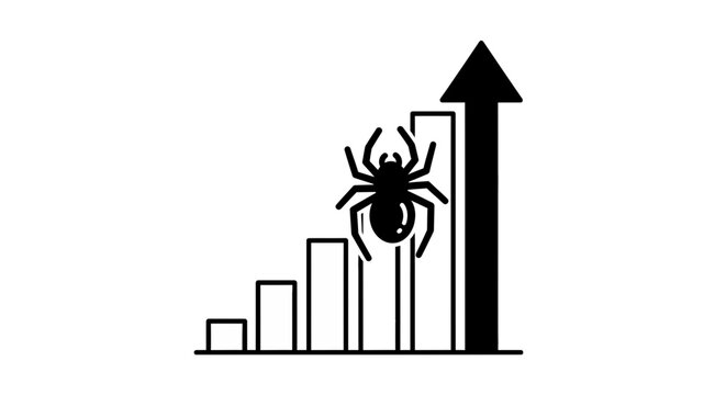 Spider Climbing Upward Bar Chart Graph, Business Growth Concept
