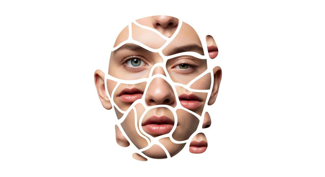 Fragmented Face Collage: Abstract Human Identity, Multiple Perspectives and Inner Self