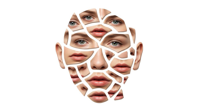 collage of multiple faces on a white background