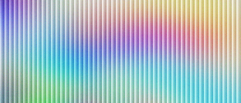 Holographic iridescent vertical stripes background, colorful metallic texture with rainbow gradient lines, vibrant pastel striped pattern for modern web design and creative digital backdrop.