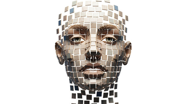 Mosaic portrait of a man with pixelated face