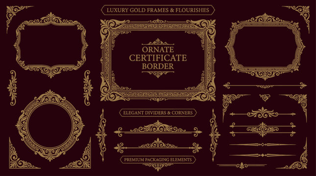 Luxury Gold Border Frame Set with Decorative Dividers