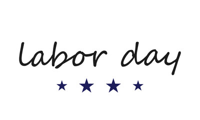Black grain texture labor day typography with blue stars isolated on background, PNG © Retno
