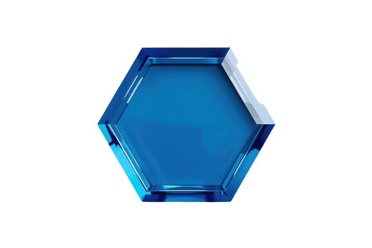 Faceted blue glass hexagon gem