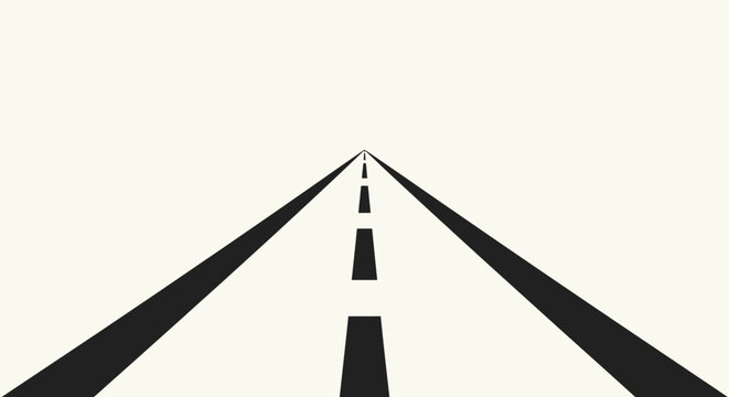 A minimalist illustration of a straight road stretching into the distance