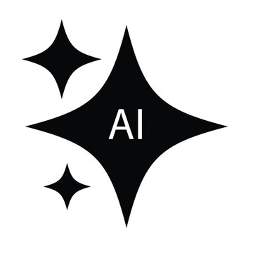 AI generative artificial intelligence sparkle star icon ,  smart magic spark button symbol