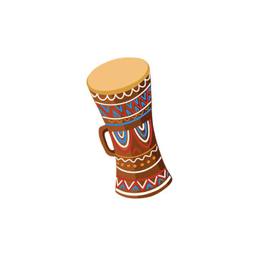 Tifa traditional Papuan drum digital illustration, isolated ethnic Indonesian music instrument PNG