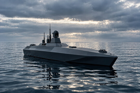Stealth Unmanned Surface Vessel at Sea with Autonomous Naval Technology