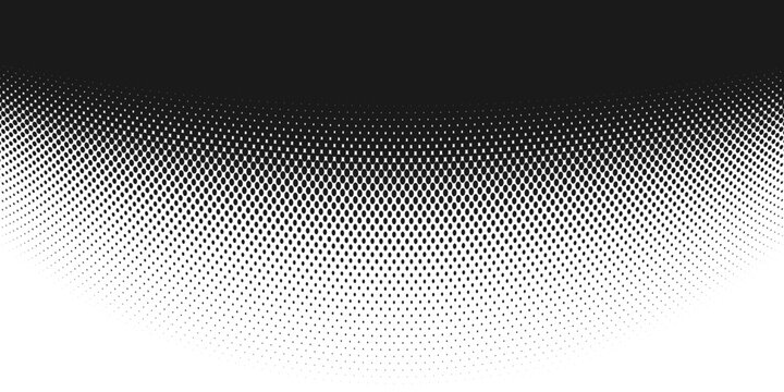 Abstract halftone dot pattern background, curved wave transition effect, graphic vector design element