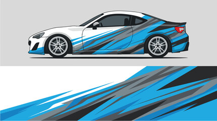 Fototapeta premium Blue Sport Car Racing Vector Illustration Design