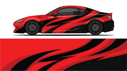 Fototapeta premium Red Sport Car Racing Vector Illustration Design