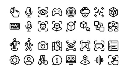 Obraz premium Collection of various technology and activity icons on transparent background