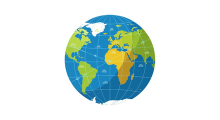 Fototapeta premium Stylized Globe Earth Icon Isolated Transparent Background Vector Illustration