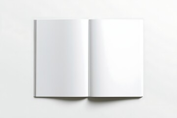 Fototapeta premium Open blank book mockup with white pages isolated on white background