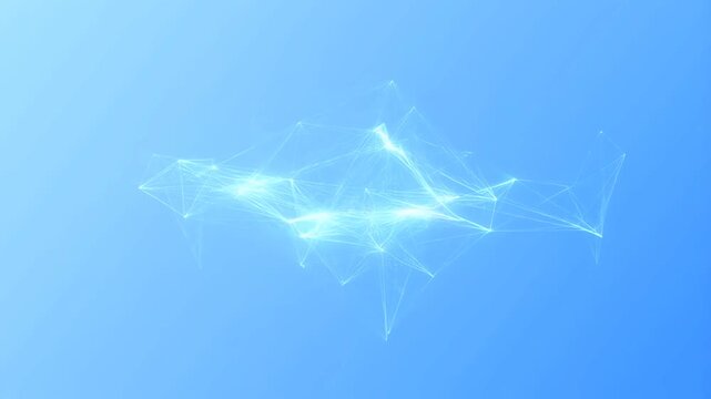 Abstract glowing blue digital fish wireframe mesh network swimming smoothly in futuristic cyber data space concept 3D animation