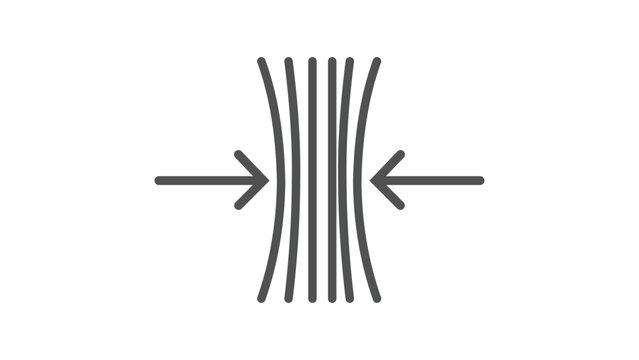 Side compression and flexibility line icon, elasticity layer material vector illustration