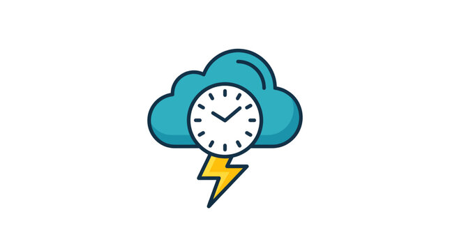 Cloud Clock with Lightning Symbol.