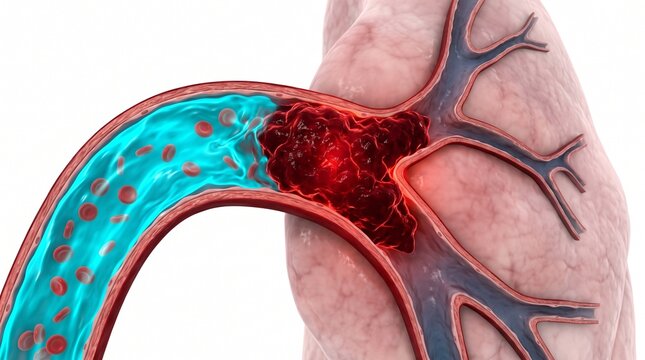 3D Anatomical Diagram of a Thrombus Blocking the Pulmonary Artery