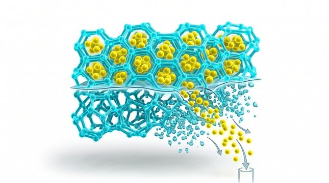 3D Microscopic Diagram of Depressurization Releasing Methane from Hydrate Lattice