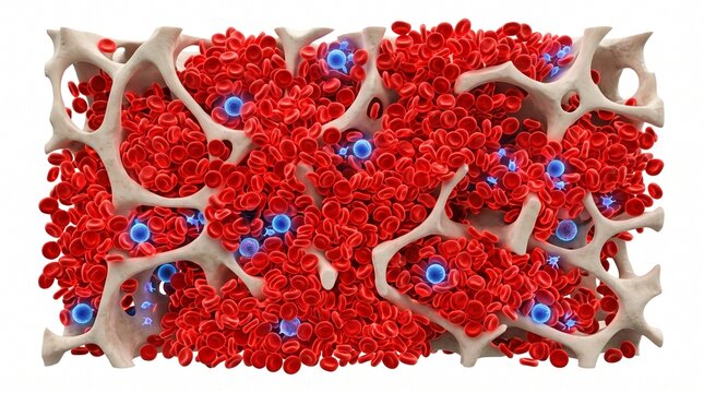3D Microscopic Diagram of Erythrocyte Hyperproliferation in Polycythemia Vera
