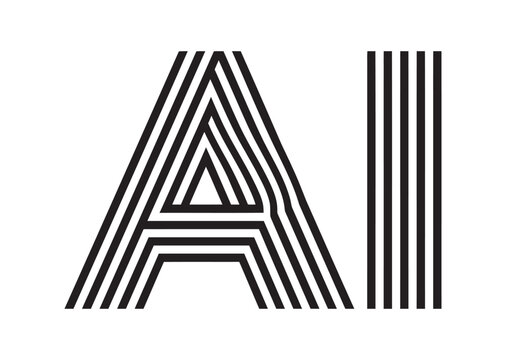 AI Letters Multi Line Stripe Logo Vector Design in Black and White