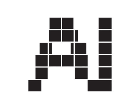AI Letters Pixel Mosaic Logo Vector Design in Black and White