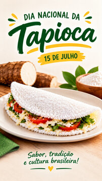 National Tapioca Day Flyer with Traditional Brazilian Crepe Cheese and Tomato