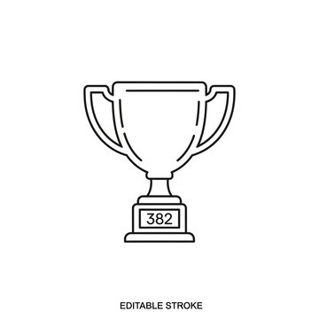 Trophy Cup Icon with Number 382, Award and Victory Symbol, Isolated
