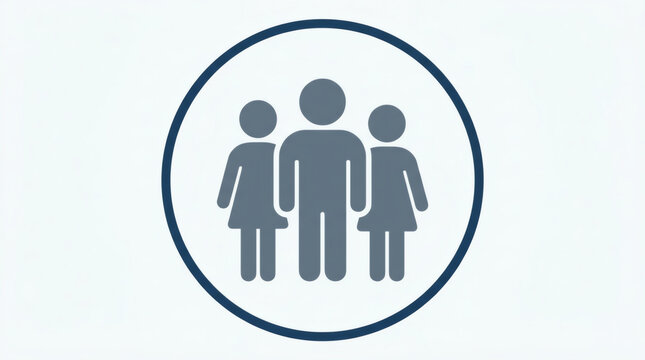Group of three people icon inside a circle on white background