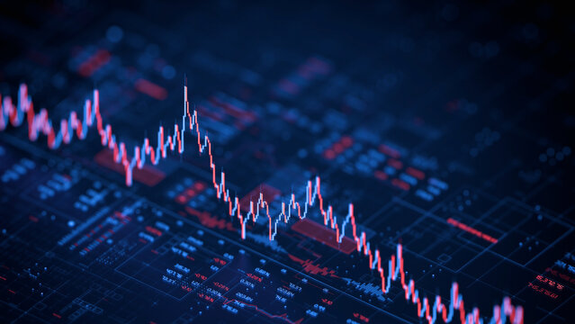 Stock forex financial data document graph chart report statistic marketing research development planning management analysis accounting. Financial business technology hologram concept. 3d rendering.