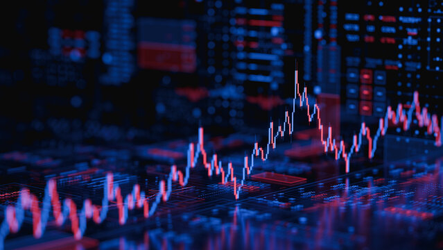 Stock forex financial data document graph chart report statistic marketing research development planning management analysis accounting. Financial business technology hologram concept. 3d rendering.