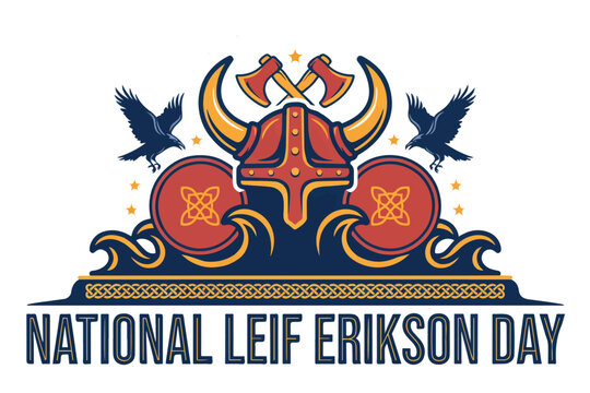 NATIONAL LEIF ERIKSON DAY vector illustration isolated on white background