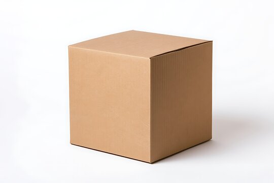 Closed cardboard shipping box isolated on white background