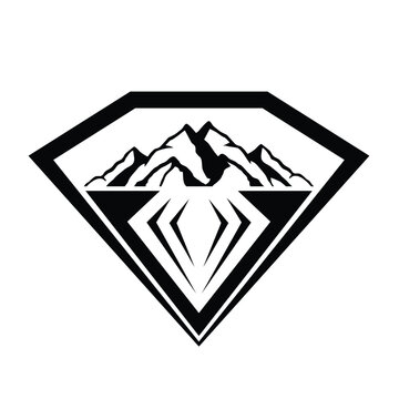 Diamond and mountain peak concept icon styles with mountain geometric abstract