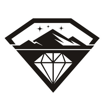 Diamond and mountain peak concept icon styles with mountain geometric abstract