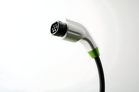 Electric vehicle charging plug isolated on white background