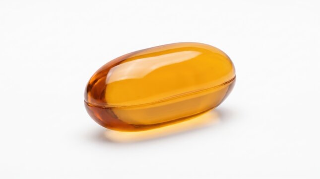 One single amber omega three fish oil capsule pill for health supplement