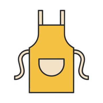 Yellow apron with pocket and straps icon