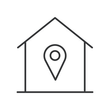 Home location line icon. Editable stroke. Vector illustration