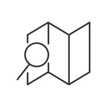 Search map line icon. Editable stroke. Vector illustration