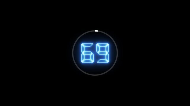 Countdown timer from 70 to 0 seconds real time. Modern flat design of countdown animation isolated on transparent background with alpha channel 90 Seconds Digital Countdown Timer Animation 