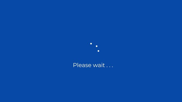 payment processing animation showing please wait dots loader transition to payment successful text on blue background.
