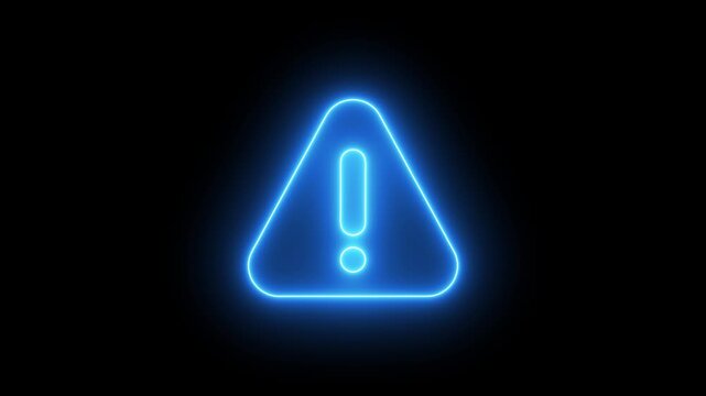Neon line warning attention blur color animation icon signal alert risk safety danger road warning sign sign symbol. alert , risk , safety, danger road warning sign, Warning attention icon signal