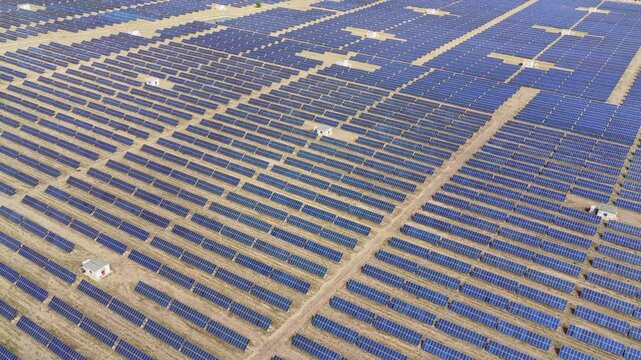 Desert photovoltaic panels, aerial view of a solar photovoltaic power station