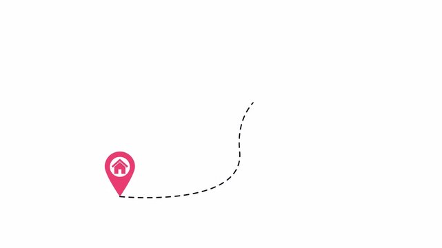 Animated Real Estate to Airport Route Map with Location Pins and Dotted Path