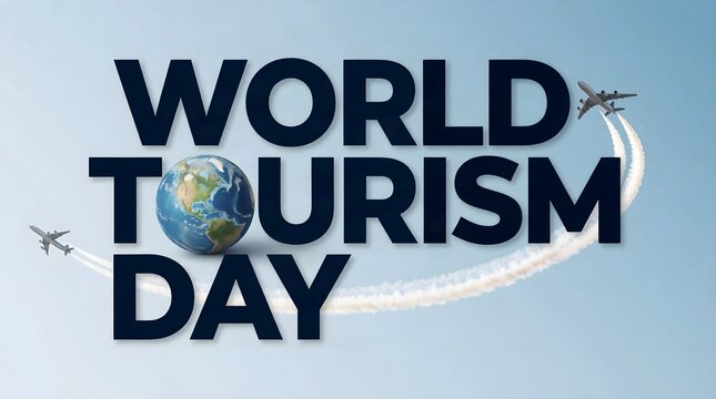 world tourism day travel background with globe and modern tourism concept
