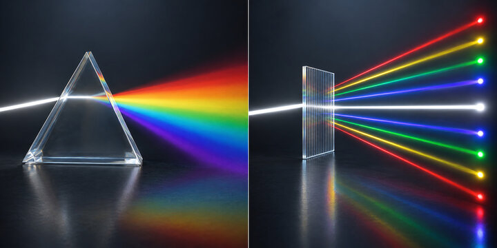 Prism and Diffraction Grating Light Spectrum Comparison
