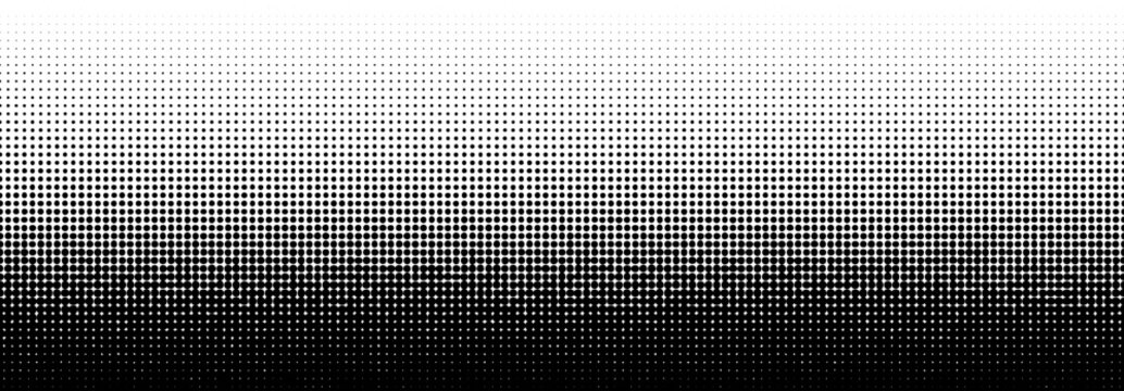 Rough defected halftone dot gradient. Uneven polka dot gradation texture. Vanishing dotted patern background. Fading comic pop art overlay backdrop. Seamless irregular raster manga wallpaper. Vector